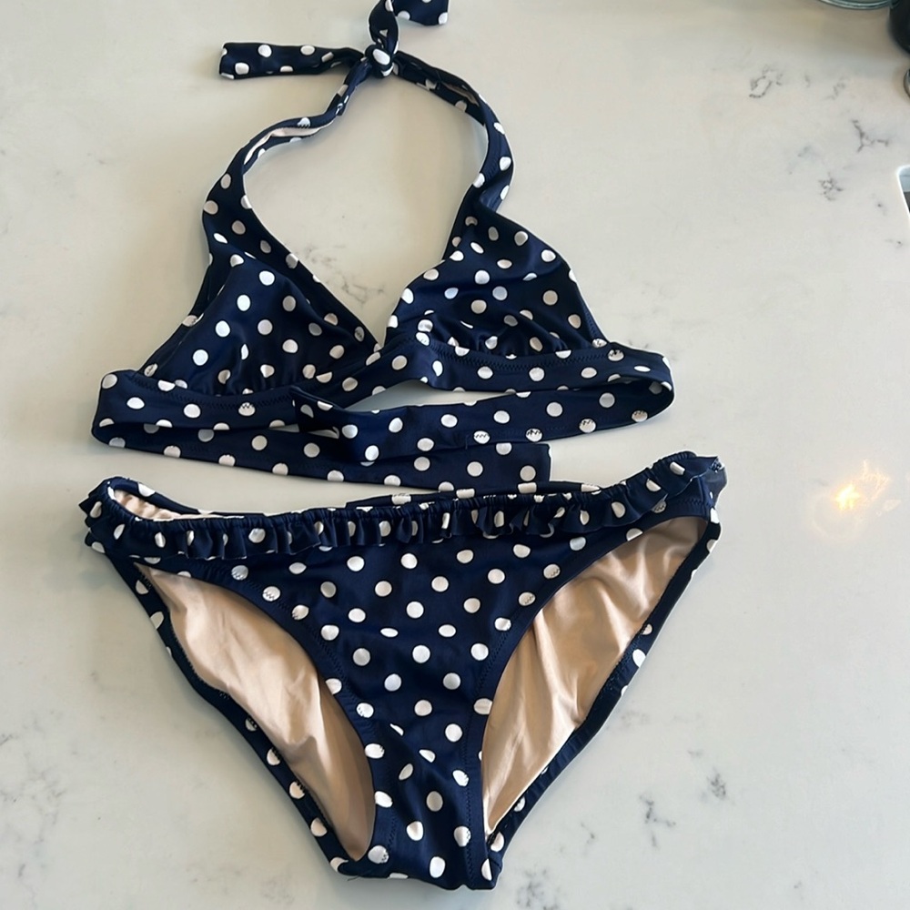 J. Crew Polka Dot Ruffle Accent Bikini